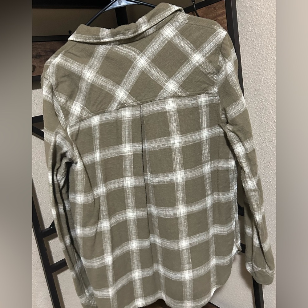 Thread & Supply Olive and White Plaid Shirt - Picture 2 of 3